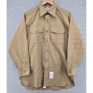 NEW Vtg Flying Cross Distinguished Service Shirt Mens 15.5 USMC Marine Tan 1600